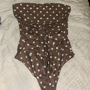 Zaful swim one peice polka dots white and brown